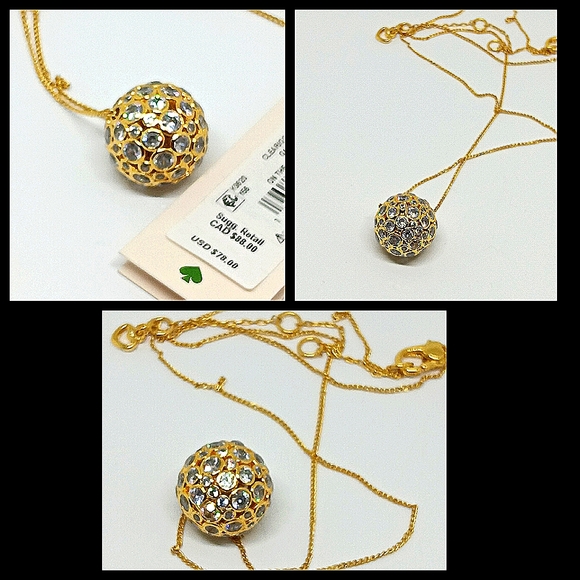 Kate SPADE Disco Ball 18" Adj Necklace In Crystal NWTs [$78] For Animal Rescues - Picture 2 of 5